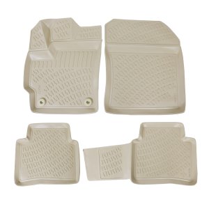 Toyota Corolla Floor Mats - Front + Rear - Omac - Rubber TPE - Beige - 2019